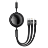 Baseus Bright Mirror 3w1 zwijany kabel przewód USB - micro USB / USB Typ C / Lightning Power Delivery 100W 1,2m czarny