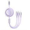 Baseus Bright Mirror 3w1 zwijany kabel przewód USB - micro USB / USB Typ C / Lightning Power Delivery 100W 1,2m liliowy